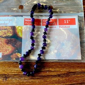 100% Baltic Amber & Amethyst Polished 11”